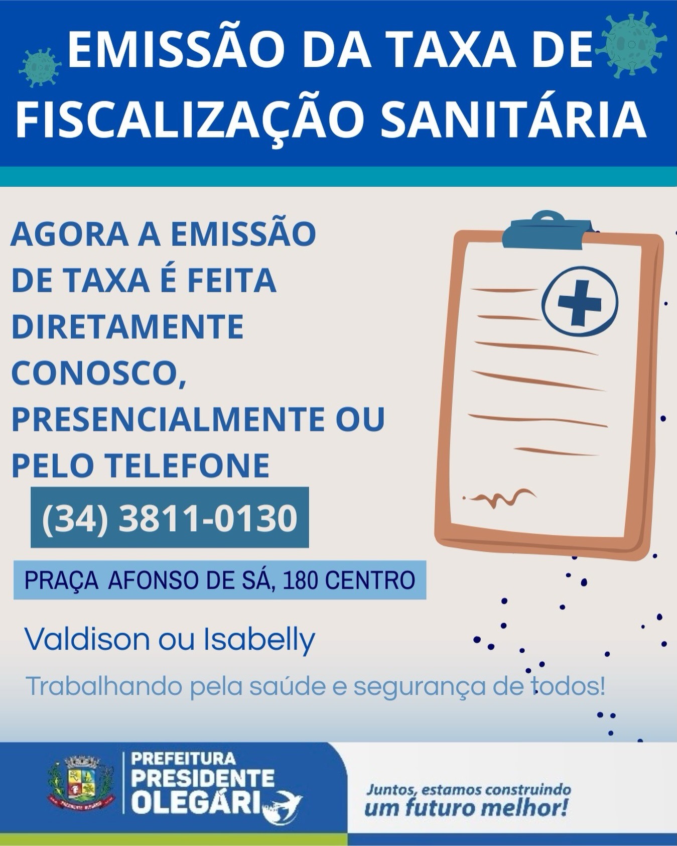 EMISSÃO DA TAXA DE FISCALIZAÇÃO SANITÁRIA